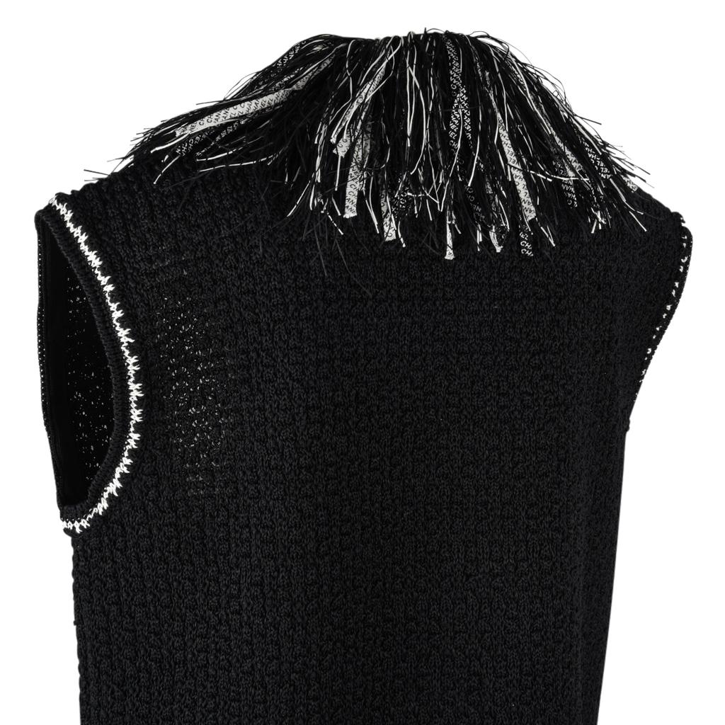 Chanel 14S Vest Black Tweed Fringed Zip Front 42 / 12 3
