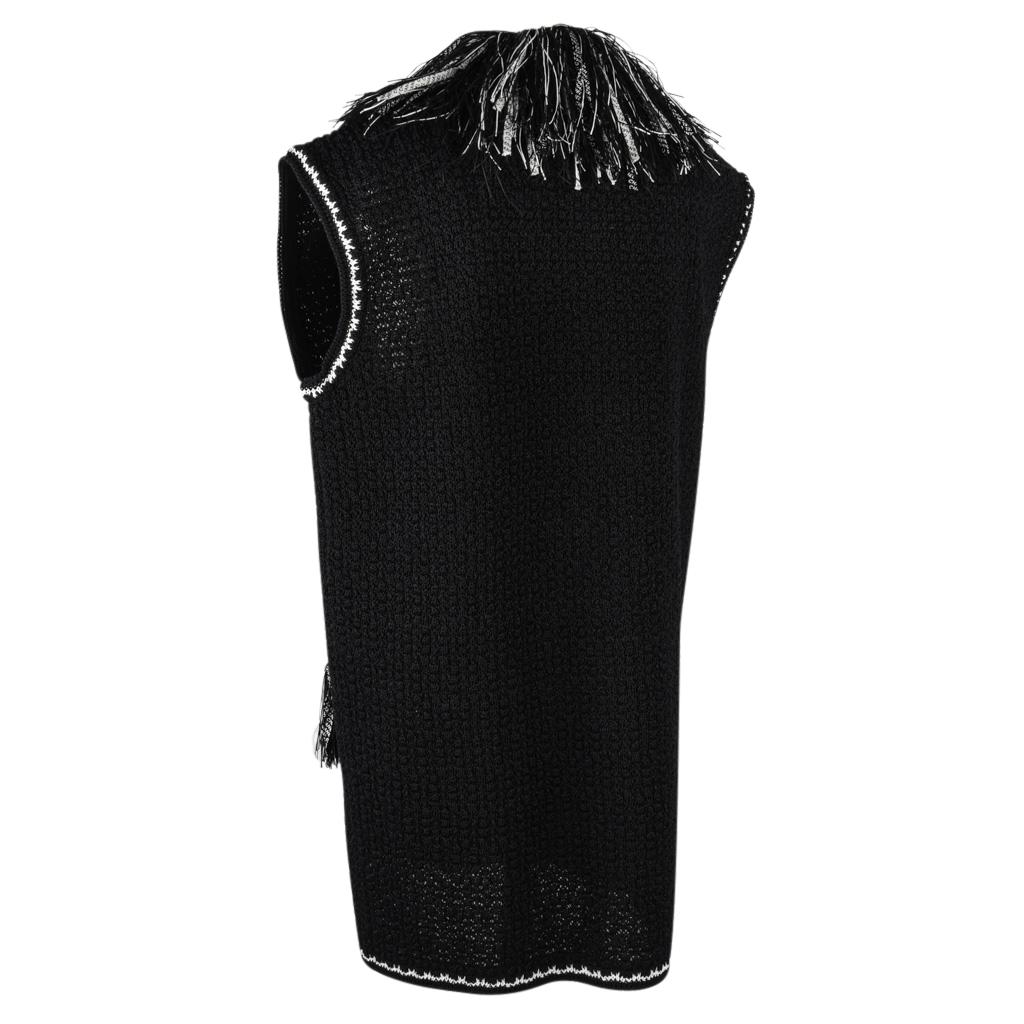 Chanel 14S Vest Black Tweed Fringed Zip Front 42 / 12 5