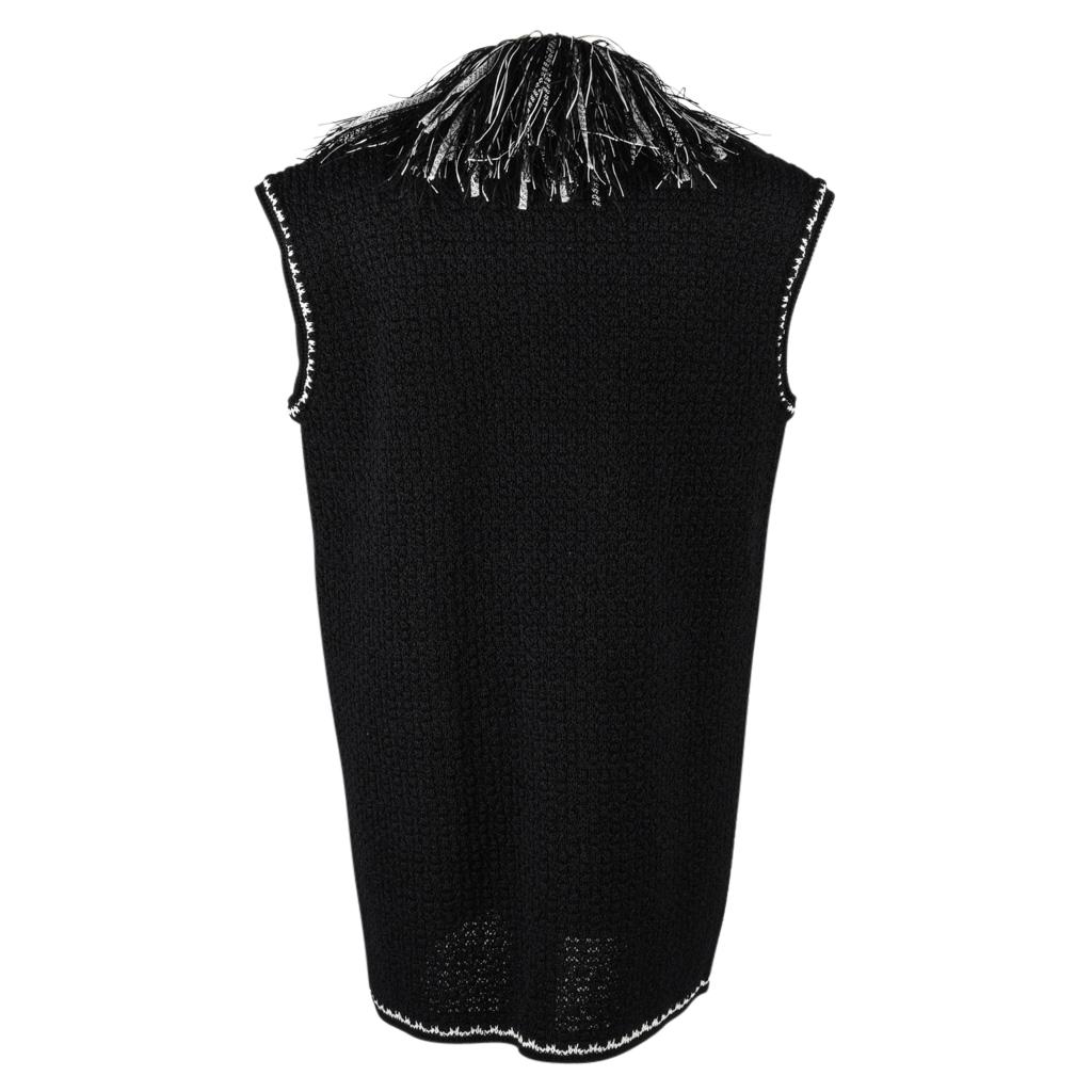 Chanel 14S Vest Black Tweed Fringed Zip Front 42 / 12 6
