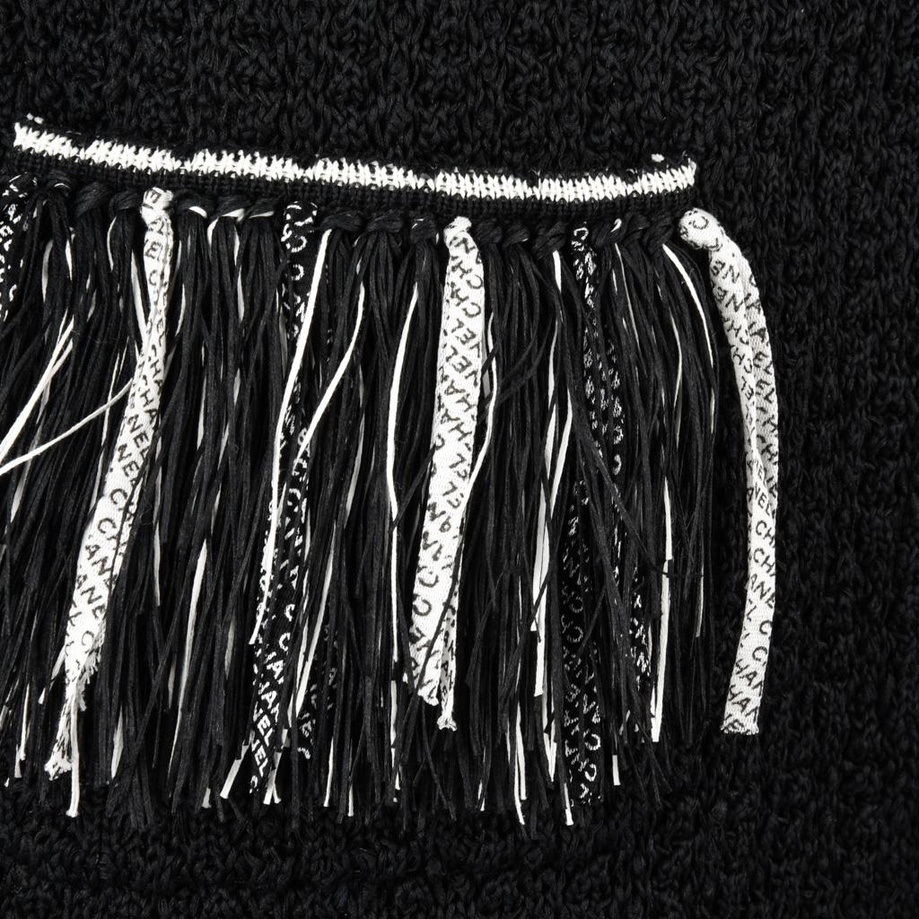 Chanel 14S Vest Black Tweed Fringed Zip Front 42 / 12 2