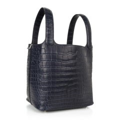 Hermes Picotin Lock 22 Blue Indigo Matte Porosus Crocodile Rare