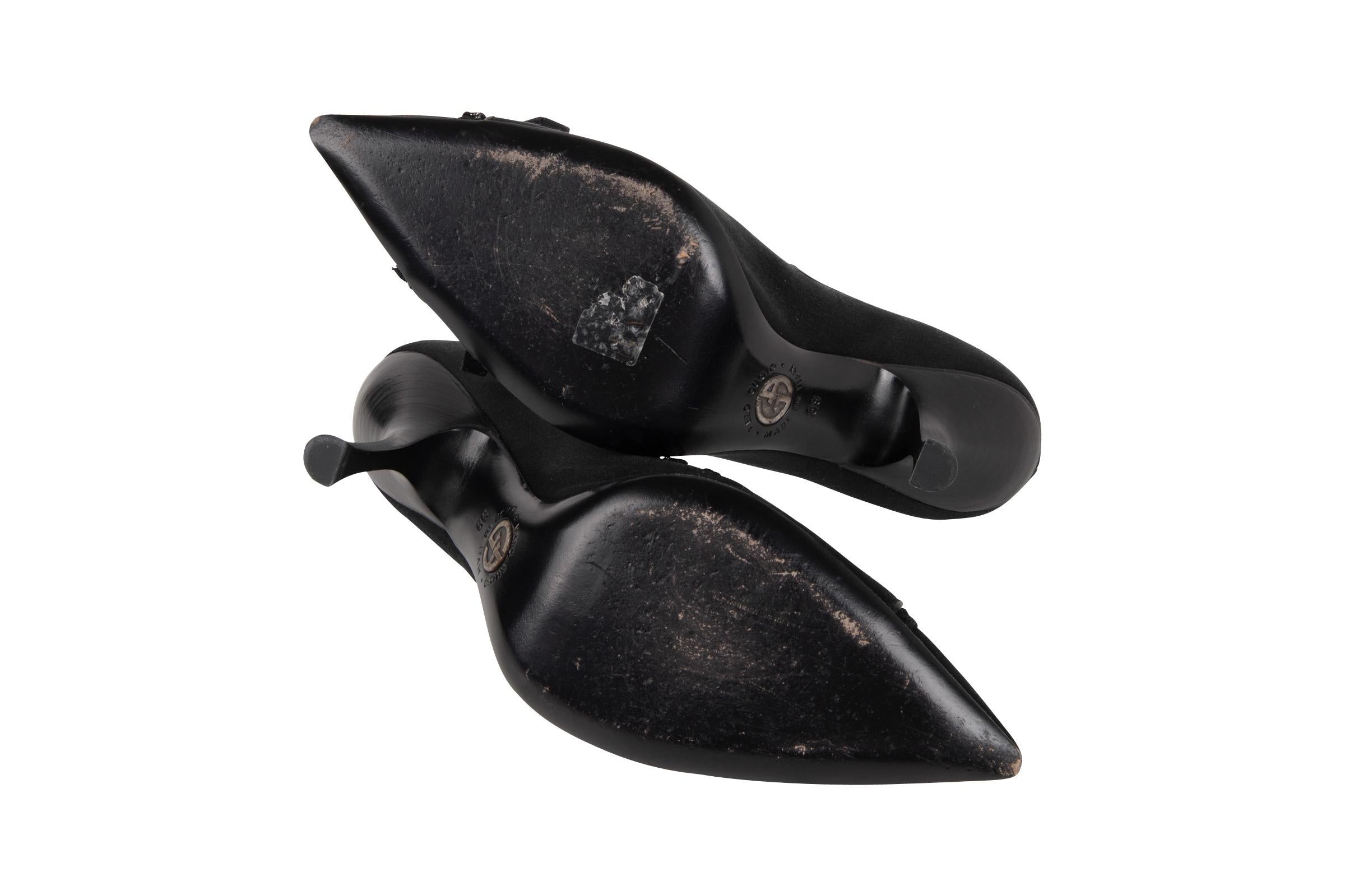 Giorgio Armani Shoe Black Satin Lace Edge Pump 39 / 9 2