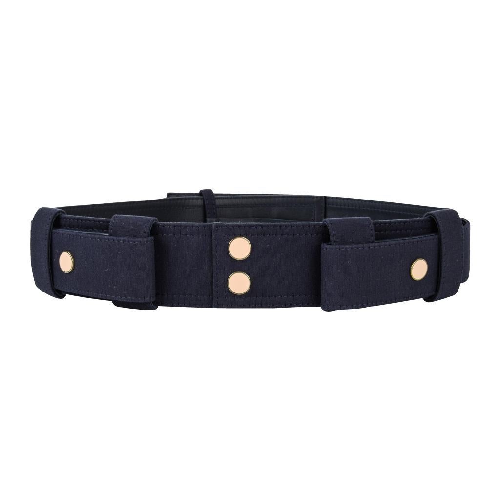 Chloe Belt Marine Blue Twill on Leather S  For Sale