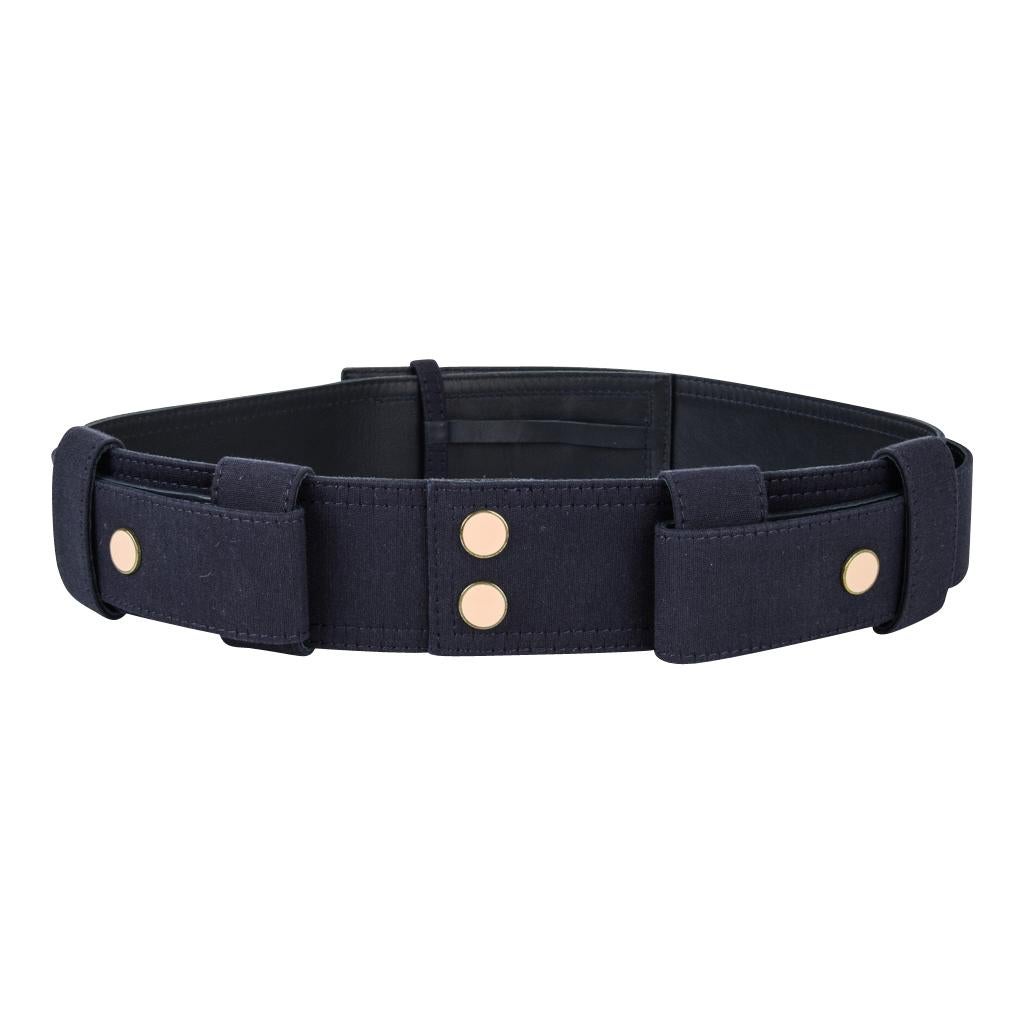 Chloe Belt Marine Blue Twill on Leather S  For Sale 1