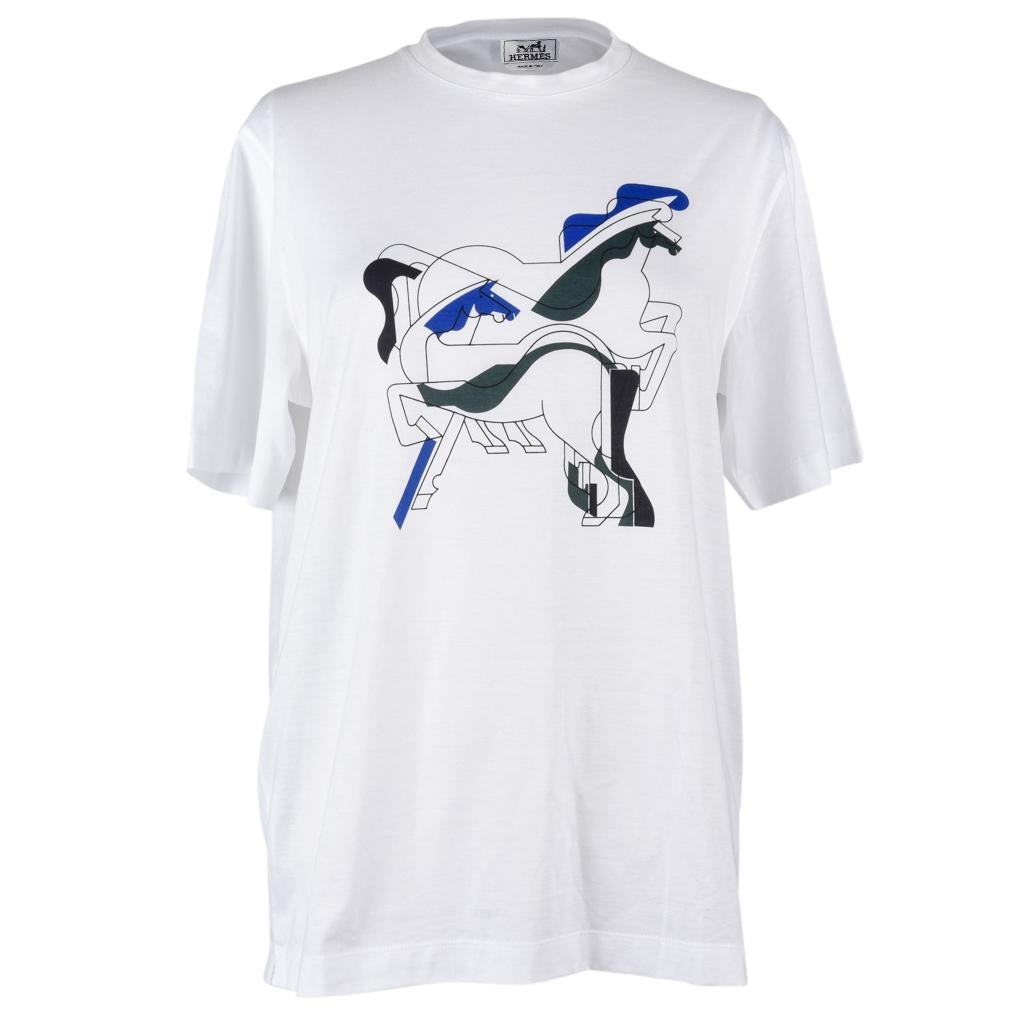 Hermes Men's T-Shirt Blanc Brazilian Horses M nwt