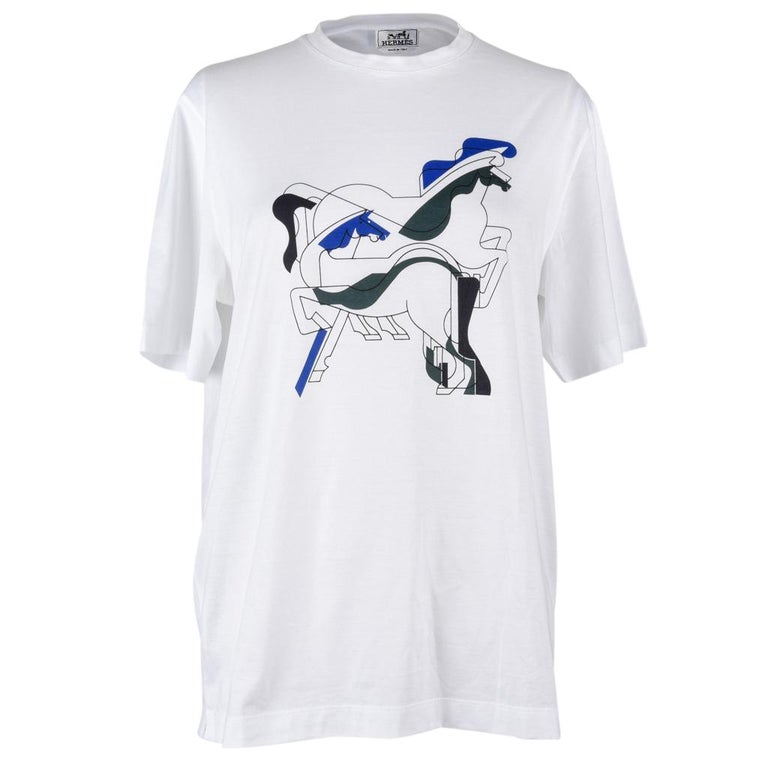 Hermes Men's TShirt Blanc Brazilian Horses M nwt at 1stDibs hermes