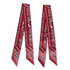 Hermes Twilly Entre Ciel Et Mer Bandana Set of Two Rouge Blanc Noir new