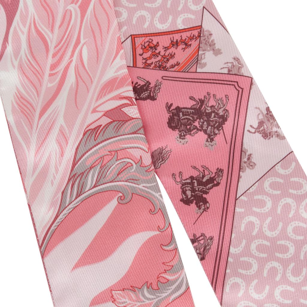 Mightychic offers a set of two (2) Hermes Twilly features Pink colour way Cheval Phoenix.
Glorious fresh neutral. SO pretty.
The sun, palm trees, horseshoes, flowers, racing horses - summer perfection! 
Each one is accompanied by Hermes box and