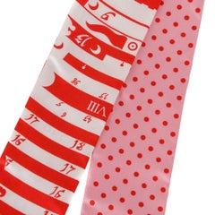 Hermes Twilly Astrologie a Pois Set of Two Rouge Blanc Rose new