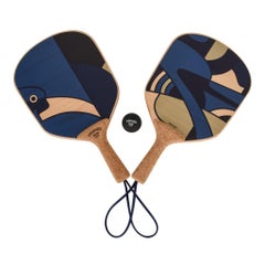 Hermes Paddle Ball Jex D'Animaux Set Blue Noir New