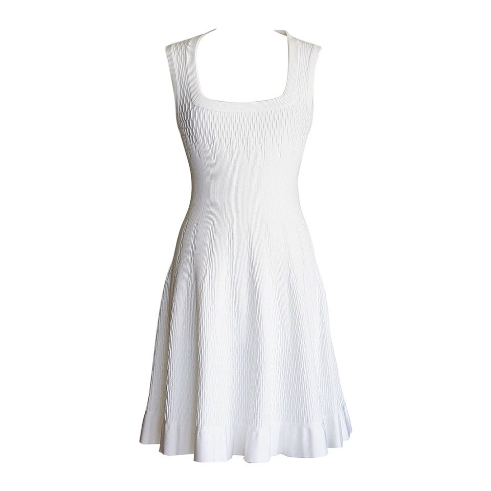 AZZEDINE ALAIA dress white beautiful fit and flare 40  6 NW