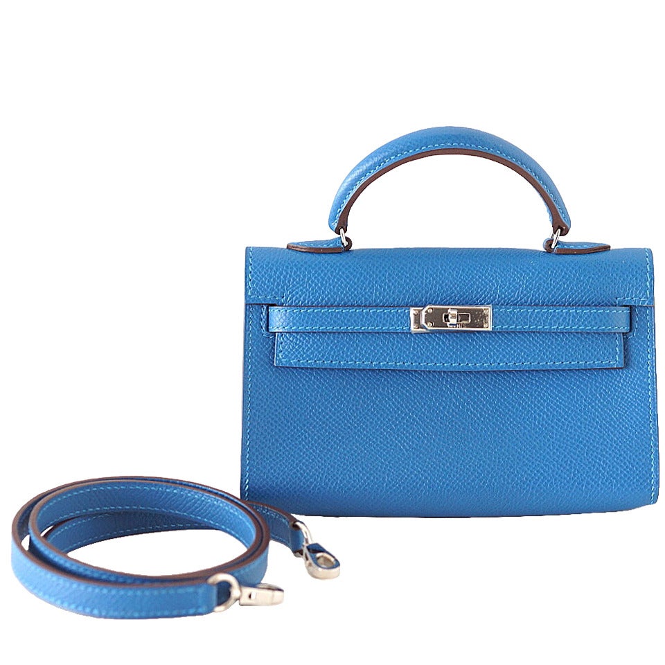 hermes blue exotic leathers handbag kelly  