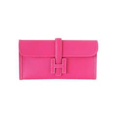 HERMES JIGE Clutch bag coveted Rose Tyrien epsom RARE new