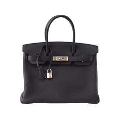 HERMES BIRKIN 30 Bag sleek Black Palladium hardware