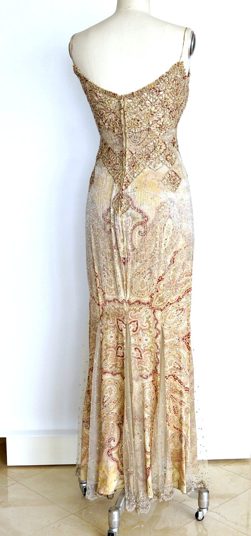 Women's BADGLEY MISCHKA gown STUNNING dtls fabric beading w/ shawl India Motif 6