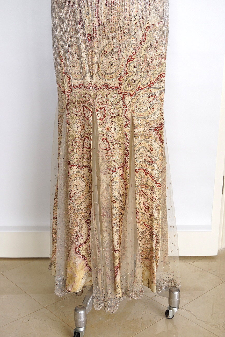 BADGLEY MISCHKA gown STUNNING dtls fabric beading w/ shawl India Motif 6 2