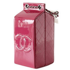 CHANEL bag LIMITED EDITION Milk Carton Dark Pink Fuchsia patent leather