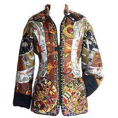 HERMES jacket reversible Les Mythologies des Hommes Rouges scarf print XS 5