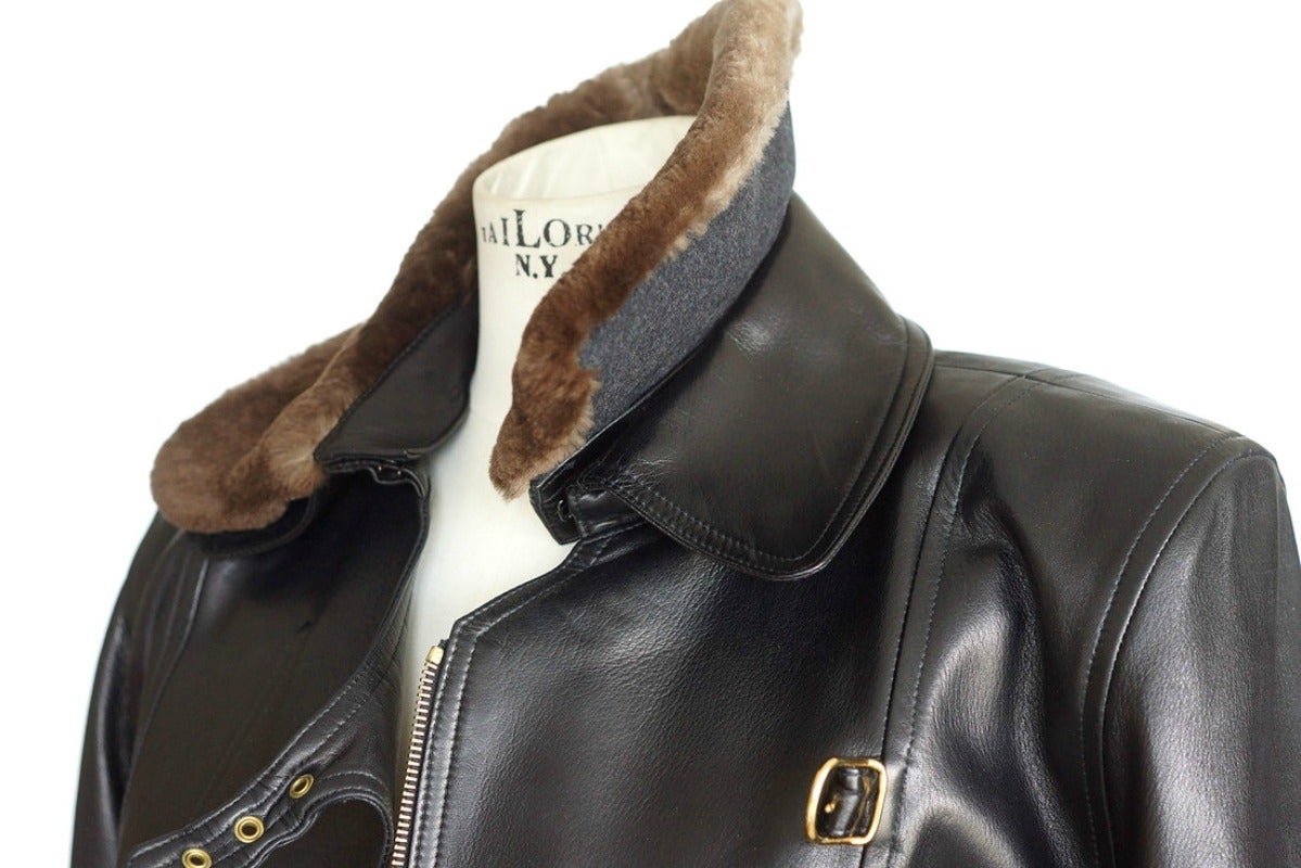 vintage leather jacket with fur collar