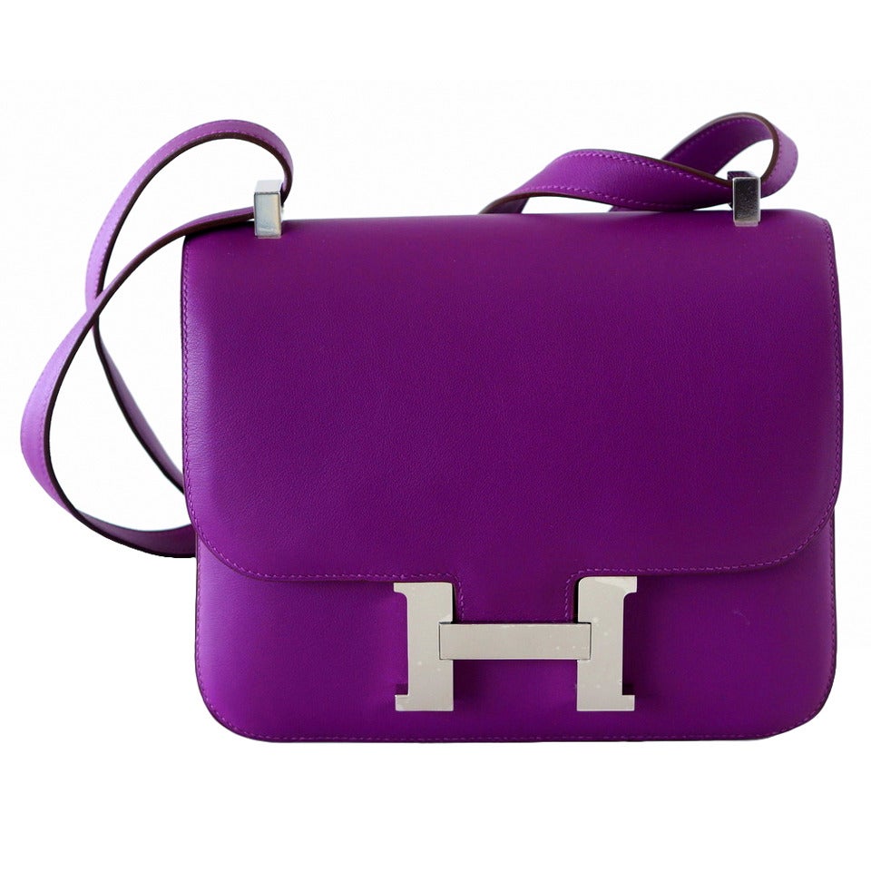 Hermes Constance Rare 24 Anemone Double Gusset Palladium For Sale at ...