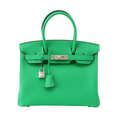 HERMES BIRKIN 30 Brilliant Bambus Togo Leder Palladium