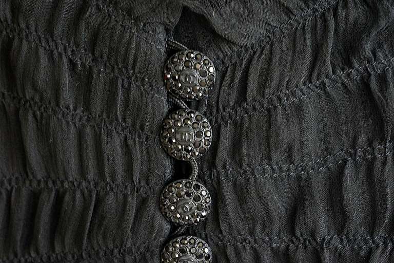 CHANEL 04P jacket wool chiffon detail diamante buttons 44 mint