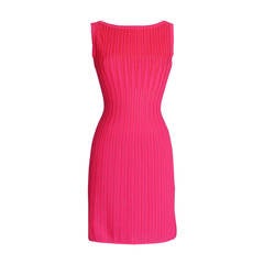 AZZEDINE ALAIA dress knit pink subtle fabric detail 40  6  MINT