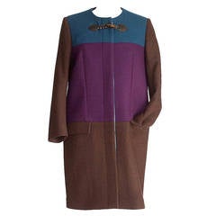 Etro Coat Jewel Toned Color Block Wool Sleek 42 / 8