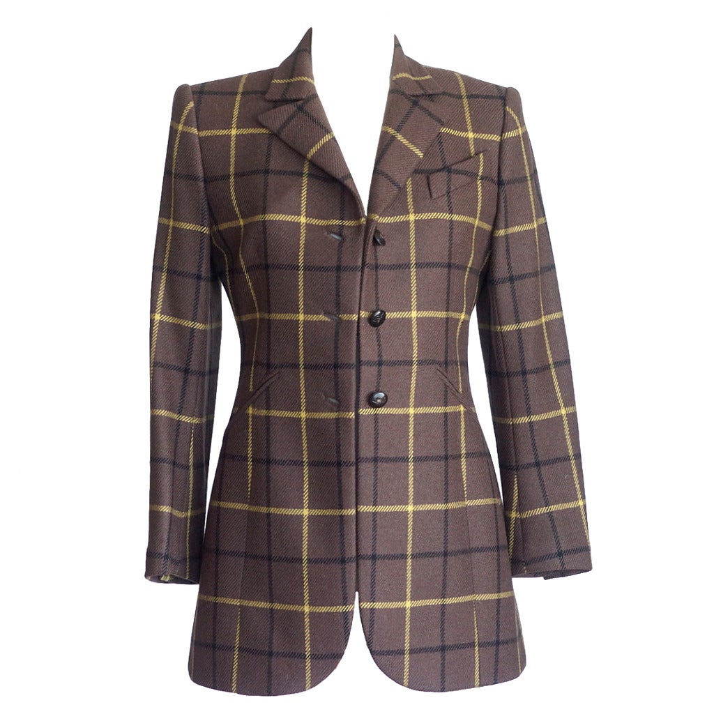 Hermes Jacket Superb Shaping Wood Embossed Buttons Vintage 38 For Sale