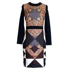 GIVENCHY dress paisely and abstract front print bold rear zipper 38 / 4  nwt