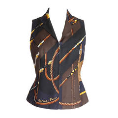HERMES Vest Scarf Print Rare CLIC CLAC Print Vintage 40 / 6 9