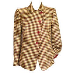 HERMES jacket fabulous unique rich plaid 36 4 Vintage MINT 3