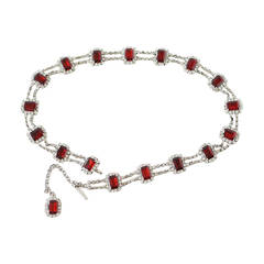 DOLCE&GABBANA belt ruby and Swarovski jewels adjustable size 7