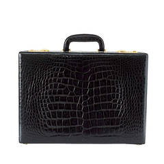 GUCCI Black Genuine Lizard Leather Jewelry Briefcase Travel Case ...