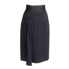 OSCAR de la RENTA skirt black silk beautiful draped detail 10 NWT 1