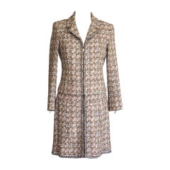 Chanel 03P Skirt Suit Taupe Tweed Zipper Front 40 / 8 New