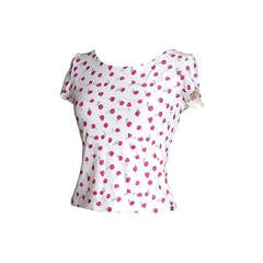 CHANEL 99S top small abstract pink roses SO charming 40 6 2