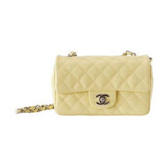 CHANEL flap bag MINI pale Yellow patent leather  too gorgeous!