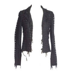 CHANEL 05C jacket coveted black tweed and mesh with ribbon trim 34 4