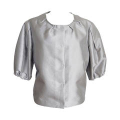 PRADA Jacket soft silver elbow area sleeve very modern sleek 42 8 10