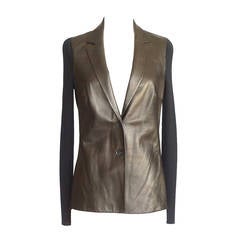 GUCCI cardigan / jacket gunmetal lambskin and wool M 6