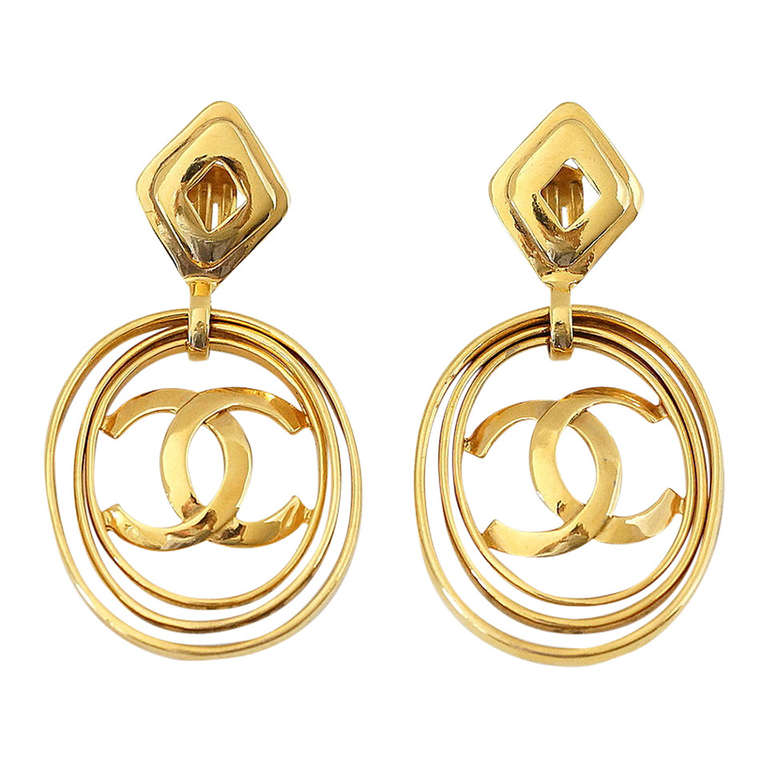 CHANEL vintage hoop earrings worn 3 ways bold and fabulous rare For