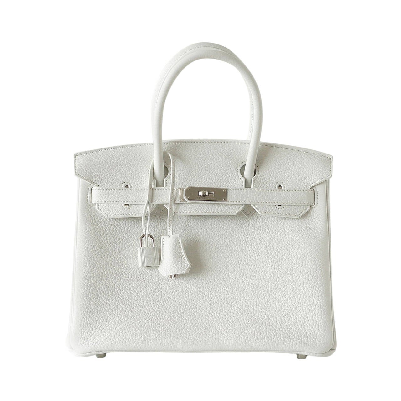 HERMES BIRKIN 30 Bag stark WHITE Clemence palladium