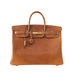 HERMES BIRKIN 40 Rare FAUVE Matte Porosus Crocodile Gold Hardware