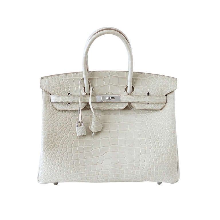 HERMES BIRKIN 35 Bag Rare Matte Alligator BETON (concrete) Palladium