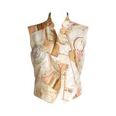 HERMES vest rare FACE AU LARGE scarf print charming soft colors 38  6
