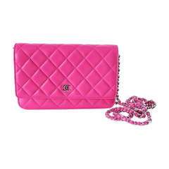 Chanel Tasche / Brieftasche an Kette Rosa Lammfell Cross Body Neu