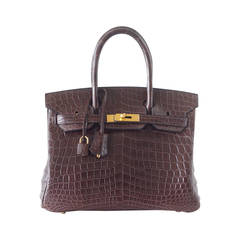 Hermès Black Crocodile 30cm Diamond Encrusted Birkin Bag (Pre-Loved)