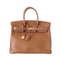 HERMES BIRKIN 35 Bag Coveted GOLD Togo Gold Hardware 8
