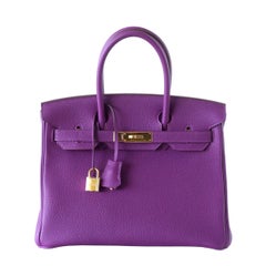 Hermes Birkin 30 Anémone Purple Togo Gold Hardware Beauté exotique